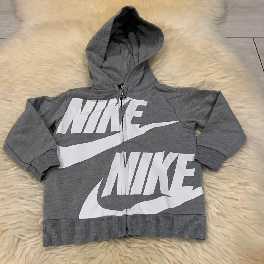 Nike Gray/White Zipper Hoodie in size 18M with Nike Logo